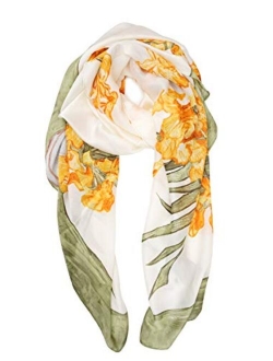 YOUR SMILE Ladies/Women's Lightweight Floral Print/Solid Color mixture Shawl Scarf For Spring Summer season