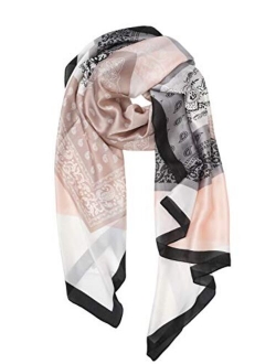 YOUR SMILE Ladies/Women's Lightweight Floral Print/Solid Color mixture Shawl Scarf For Spring Summer season