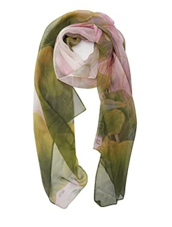 YOUR SMILE Ladies/Women's Lightweight Floral Print/Solid Color mixture Shawl Scarf For Spring Summer season