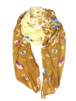 YOUR SMILE Ladies/Women's Lightweight Floral Print/Solid Color mixture Shawl Scarf For Spring Summer season