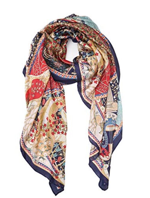 YOUR SMILE Ladies/Women's Lightweight Floral Print/Solid Color mixture Shawl Scarf For Spring Summer season