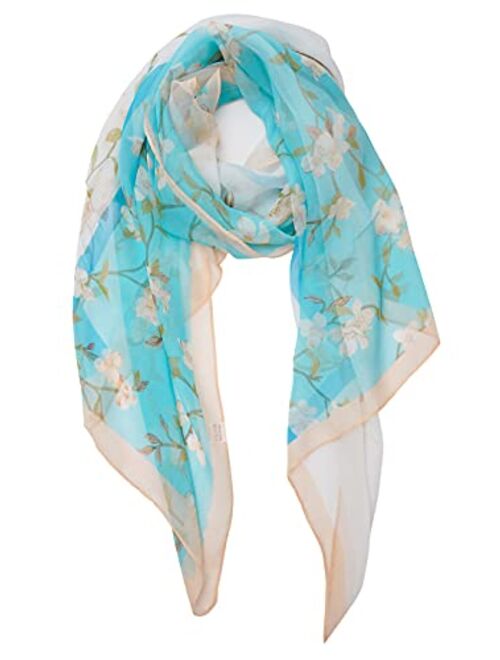 YOUR SMILE Ladies/Women's Lightweight Floral Print/Solid Color mixture Shawl Scarf For Spring Summer season