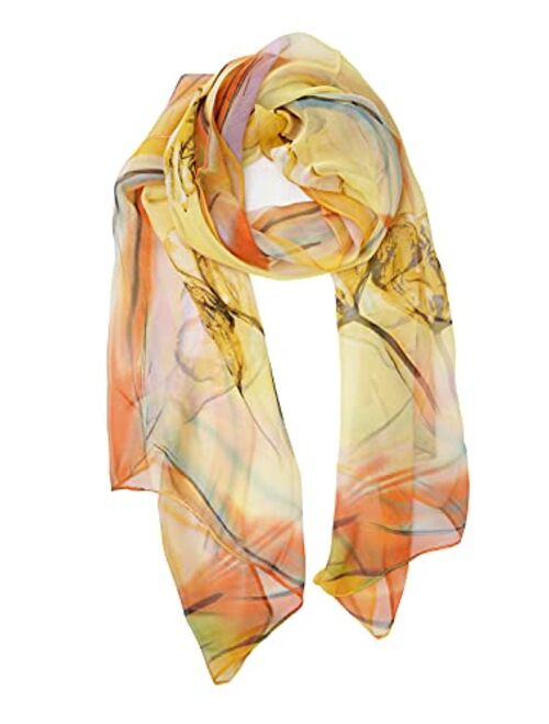 YOUR SMILE Ladies/Women's Lightweight Floral Print/Solid Color mixture Shawl Scarf For Spring Summer season