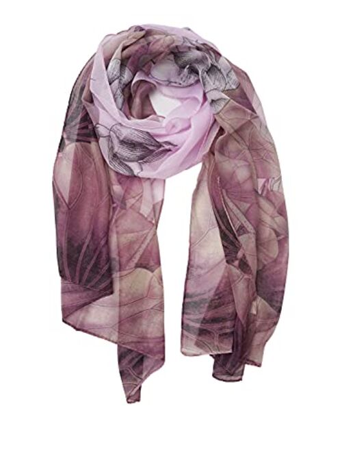 YOUR SMILE Ladies/Women's Lightweight Floral Print/Solid Color mixture Shawl Scarf For Spring Summer season