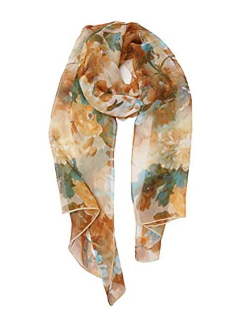 YOUR SMILE Ladies/Women's Lightweight Floral Print/Solid Color mixture Shawl Scarf For Spring Summer season