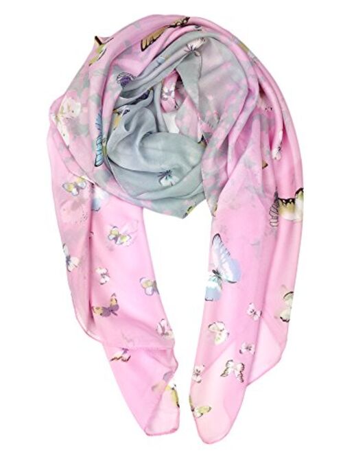 YOUR SMILE Ladies/Women's Lightweight Floral Print/Solid Color mixture Shawl Scarf For Spring Summer season