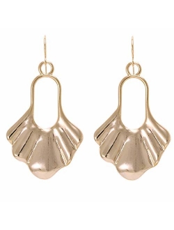 Boho Chic Hollow Shield Shape with Hammered Drop Earrings