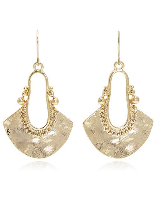 Boho Chic Hollow Shield Shape with Hammered Drop Earrings