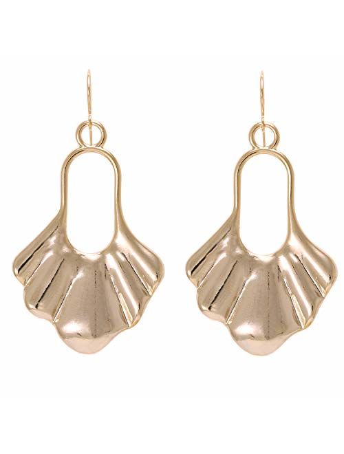 Boho Chic Hollow Shield Shape with Hammered Drop Earrings