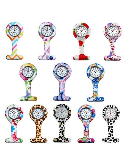 Lancardo Silicon Nurses Lapel Pin-on Brooch Fob Watch (12 Designs Pattern Print)