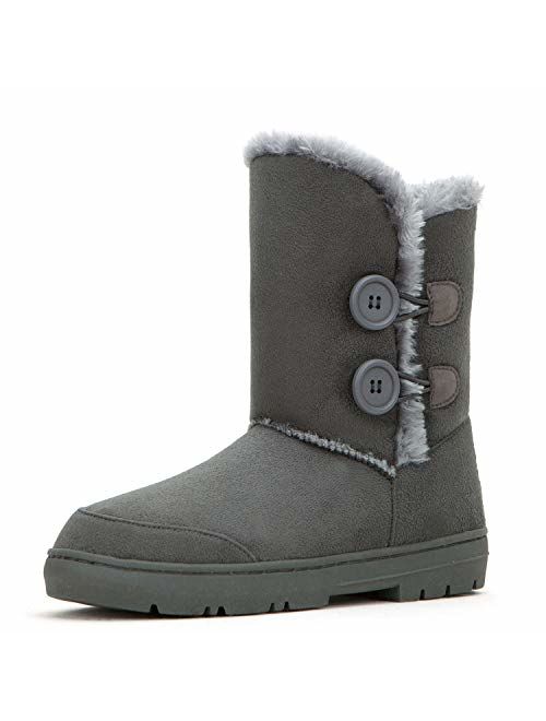 CLPP'LI Womens Twin Button Fully Fur Lined Waterproof Winter Snow Boots