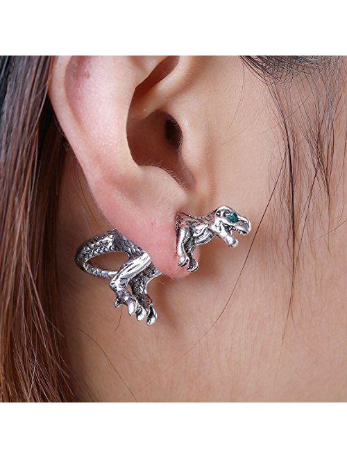 Dinosaur T-Rex Earrings, 4 Sets Tyrannosaurus Rex With Rhinestone Eyes