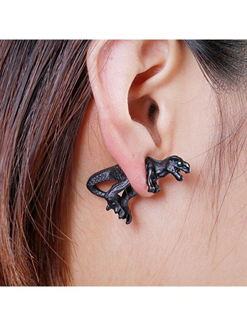 Dinosaur T-Rex Earrings, 4 Sets Tyrannosaurus Rex With Rhinestone Eyes