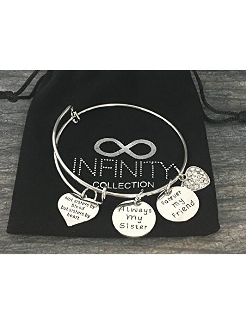 Infinity Collection Best Friends Bracelets- Not Sisters by Blood But Sisters by Heart Bracelet- Friend Jewelry for Friends