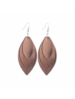 TIDOO Jewelry Women Three Layers Leather Drop Earring