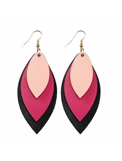 TIDOO Jewelry Women Three Layers Leather Drop Earring