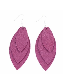 TIDOO Jewelry Women Three Layers Leather Drop Earring