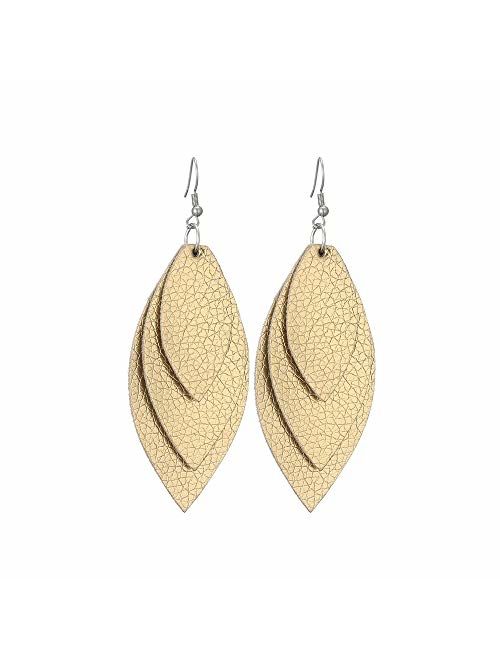 TIDOO Jewelry Women Three Layers Leather Drop Earring