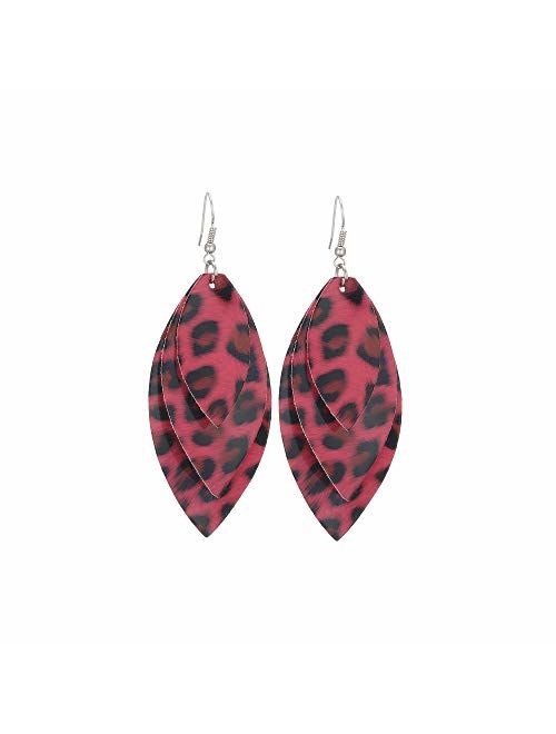 TIDOO Jewelry Women Three Layers Leather Drop Earring