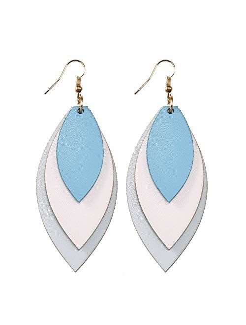 TIDOO Jewelry Women Three Layers Leather Drop Earring