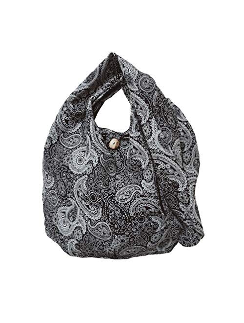 BTP! Thai Cotton Hippie Hobo Sling Crossbody Bag eco Friendly Shopping bag Paisley Print Large