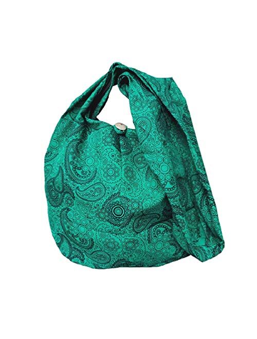 BTP! Thai Cotton Hippie Hobo Sling Crossbody Bag eco Friendly Shopping bag Paisley Print Large