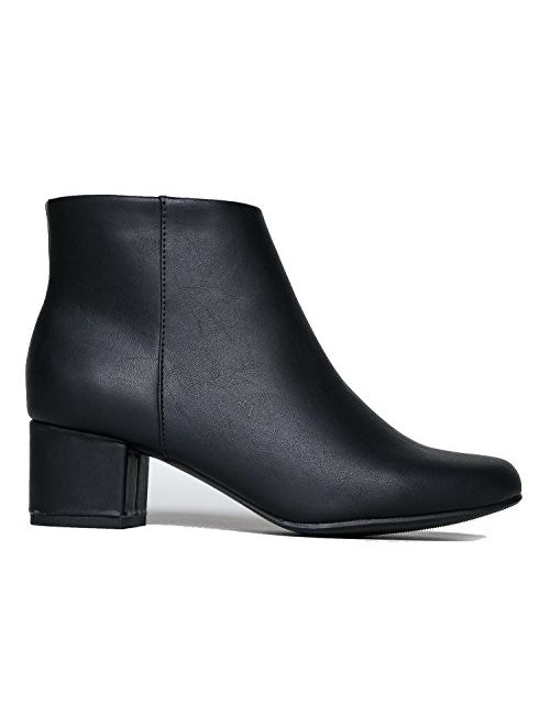 J. Adams Low Heel Ankle Boot - Casual Zip Up Bootie - Comfortable Everyday Round Toe Bootie - Jody