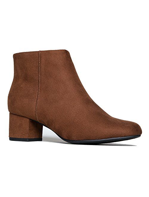 J. Adams Low Heel Ankle Boot - Casual Zip Up Bootie - Comfortable Everyday Round Toe Bootie - Jody