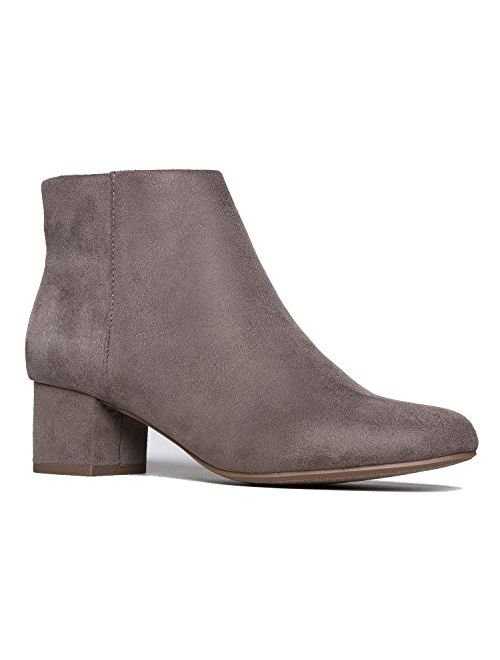 J. Adams Low Heel Ankle Boot - Casual Zip Up Bootie - Comfortable Everyday Round Toe Bootie - Jody