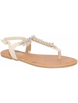 TRENDSup Collection Womens T-Strap Buckle Flats Sandals