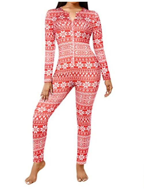 Ekouaer Bandage One Piece Pajama Romper Underwear Set Long Sleeve Jumpsuit Sleepwear for Women