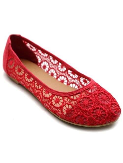 Ollio Women's Ballet Shoe Floral Lace Breathable Flat