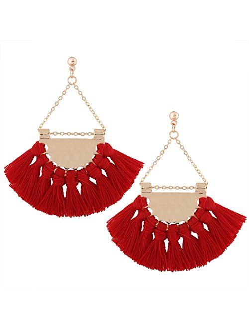 Youniker Womens Tassels Earrings Girls Bohemian Tassel Drop Vintage Retro Tassel Dangle Boho Drop Earrings Eardrop for Women