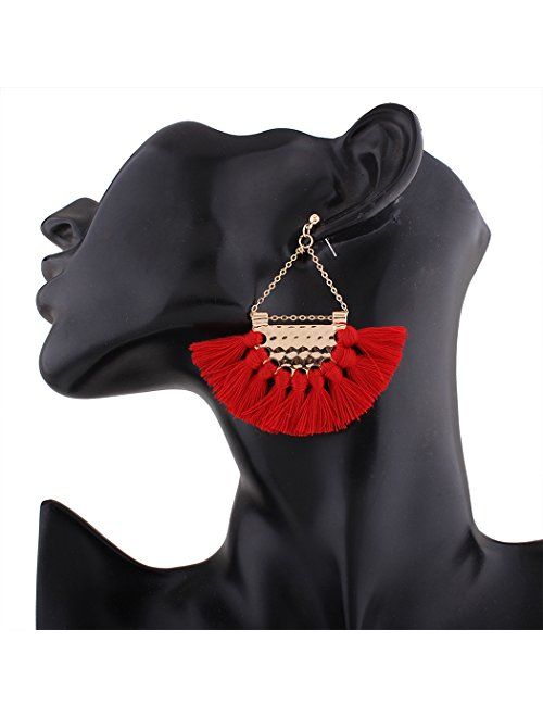 Youniker Womens Tassels Earrings Girls Bohemian Tassel Drop Vintage Retro Tassel Dangle Boho Drop Earrings Eardrop for Women