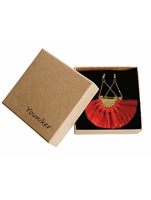 Youniker Womens Tassels Earrings Girls Bohemian Tassel Drop Vintage Retro Tassel Dangle Boho Drop Earrings Eardrop for Women