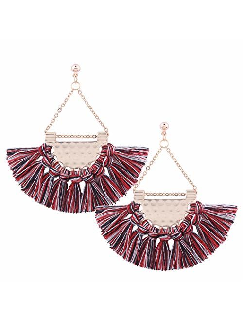 Youniker Womens Tassels Earrings Girls Bohemian Tassel Drop Vintage Retro Tassel Dangle Boho Drop Earrings Eardrop for Women