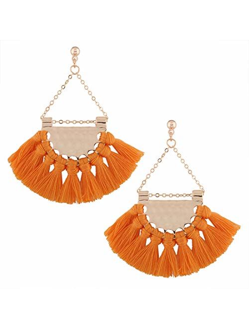 Youniker Womens Tassels Earrings Girls Bohemian Tassel Drop Vintage Retro Tassel Dangle Boho Drop Earrings Eardrop for Women