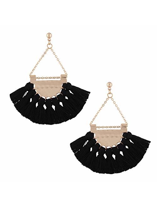 Youniker Womens Tassels Earrings Girls Bohemian Tassel Drop Vintage Retro Tassel Dangle Boho Drop Earrings Eardrop for Women