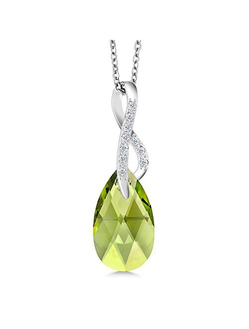 Beautiful Tear Drop Ribbon Pendant on 18inches Chain Made with Swarovski Crystals