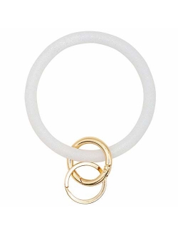 Mwfus Bangle Key Ring Keychain Bracelet, Round Silicone Wristlet Keychain Holder for Women Girls