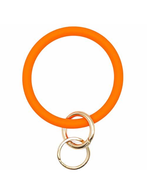 Mwfus Bangle Key Ring Keychain Bracelet, Round Silicone Wristlet Keychain Holder for Women Girls