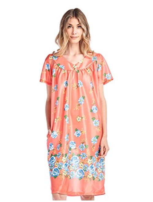 Casual Nights Women's Short Sleeve Muumuu Lounger Dress