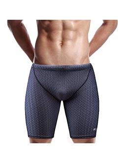 KGKE Men's Swim Jammers Compression Fashion Print Jammer Swimsuit Swim Boxer Long