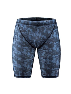 KGKE Men's Swim Jammers Compression Fashion Print Jammer Swimsuit Swim Boxer Long