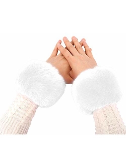 Simplicity Women's Winter Faux Fur Short Wrist Cuff Warmers