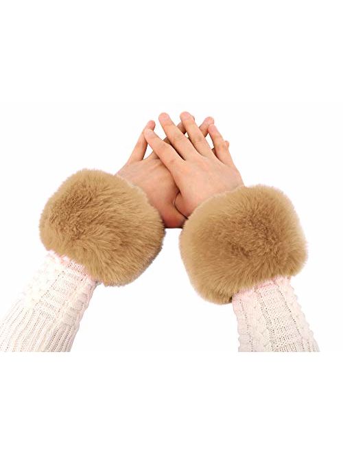 Simplicity Women's Winter Faux Fur Short Wrist Cuff Warmers