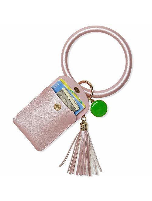 Takyu Keychain Bracelet, Wristlet Key Ring Bracelet with Card Holder for Women