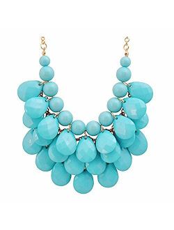 JANE STONE Fashion Floating Bubble Necklace Teardrop Bib Collar Statement Jewelry for Women