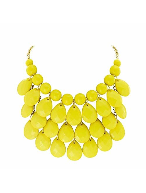 JANE STONE Fashion Floating Bubble Necklace Teardrop Bib Collar Statement Jewelry for Women