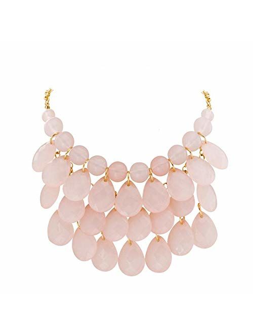 JANE STONE Fashion Floating Bubble Necklace Teardrop Bib Collar Statement Jewelry for Women